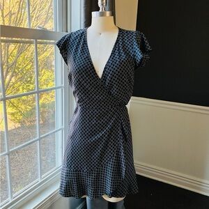 Abercrombie & Fitch Black and White Patterned Wrap Dress Size Small